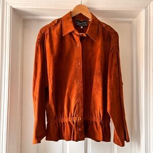 Beged-Or Vintage Suede Leather Shacket Jacket Burnt Orange Size 10